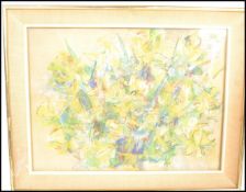 A mid century pastel abstract study painting being framed and glazed, marked to the verso  William