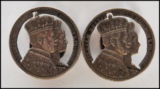 A pair of 19th Century Wilhelm I 1861 German states coin dress studs having pierced detailing and