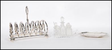 A 20th Century silver hallmarked pin dish of octagonal form with patterned borders (hallmarked