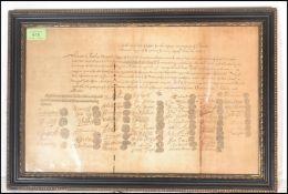 A 19th Century facsimile print after the original 17th Century death warrant for Charles Stuart king