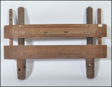 An early 20th Century antique vintage oak wooden book library binding press