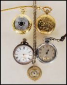 A collection of five pocket watches to include a open face pocket watch, having white face with