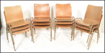 A stack of twelve 20th Century retro vintage industrial ben/school / village hall panel stacking