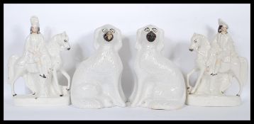 Two pairs of 19th Century Victorian flatback fireside ceramics, to include a pair of flatback