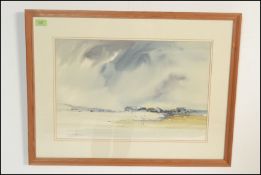 Leslie Goodwin (b. 1929) - a watercolour painting on paper depicting an overcast beach side scene