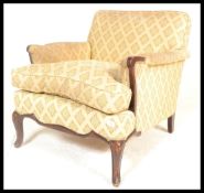 A mid century French mahogany fauteuil armchair. R