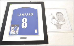 A framed glazed and mounted signed Chelsea footbal