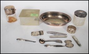 A silver hallmarked glass ladies dressing table vanity marked for John Collard VIckery of  Regent