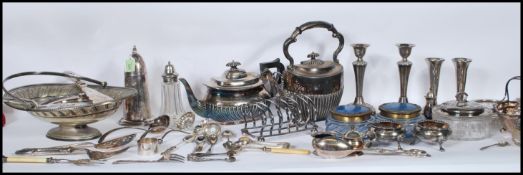 A large collection of silver hallmarked and silver plated items to include silver hallmarked