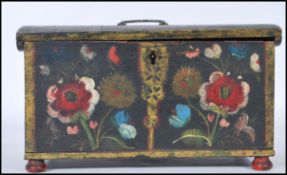A 19th century antique apprentice piece / jewelry box in a shape of cuffer having hinged top with