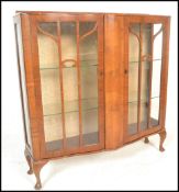 A 1930's Queen Anne walnut china display cabinet b