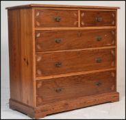 A Victorian 19th century Arts & Crafts pitch pine 2 over 3 chest of drawers with stencil