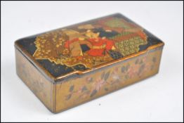 19TH CENTURY QAJAR LACQUERED PAPIER MACHE SNUFF BO