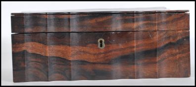 A 19th Century angle - Indian coromandel wood desk top sewing box, the interior lid inlaid with