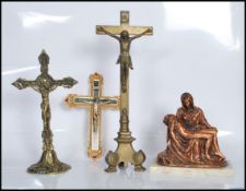 A collection of Christian / Catholic ornaments to include a marble effect wall hanging crucifix