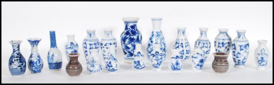 A group of 20th Century blue and white miniature oriental Chinese and Japanese vases of various