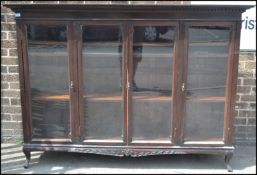 An early 20th Century Edwardian large solid mahogany double open window library / lawyers bookcase