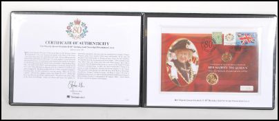 A 2006 Westminster 22ct gold sovereign presentation cover for Her Majesty Queen Elizabeth II 80th