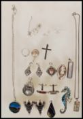 A selection of silver jewellery, mostly bearing hallmarks or 925, to include earrings, cufflinks,