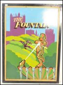 Paul S Gribble - A retro 1980's hand painted pub sign for 'The Fountain' pub in Wells Somerset