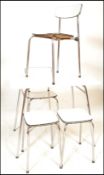 An retro 1970's set of Belgian Tavo dining chairs(2) and stools(2) together with a non associated