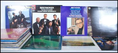 A collection of long play LP vinyl records mostly soundtracks to include The Blues Brothers,