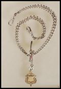 A early 20th Century hallmarked silver albert pocket watch chain bearing hallmark to every link