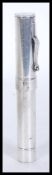 A silver hallmarked cigar holder / cheroot case having a pen clip to the top and a George V coin
