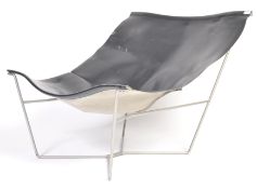 SEMANA LATE 20TH CENTURY BLACK LEATHER SLING CHAIR