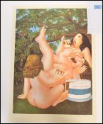 A limited edition Beryl Cook signed print entitled ' The Birthday Cake ' The print bearing a blind