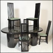 A late 20th Century Macintosh style contemporary dining table and six matching high rail back dining