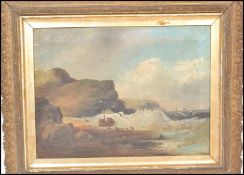 After William Matthew Hale. A 19th century Oil on canvas painting rough seas against a rocky