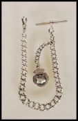 A 20th Century hallmarked silver Albert pocket watch chain bearing hallmark to every link and T bar.