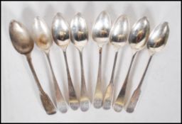 A set of Scottish silver hallmarked 19th Century Georgian tea spoons, Edinburgh assay, John