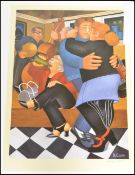 A limited edition Beryl Cook signed print entitled ' Shall We Dance? ' The print bearing a blind