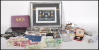 A collection of British and world coins including early 20th Century pre decimal coins, a