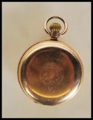 A 14ct gold plated full hunter pocket watch by A.W.W Co Waltham Mass, having roman numeral chapter