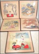A collection of 5 20th century  large Japanese prints each with notation to sides being framed and