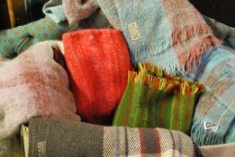 A collection of vintage mohair and wool throws / blankets in a variety of colours to include two