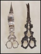 A pair of late 19th / early 20th Century William Hutton & Sons silver plated grape scissors the
