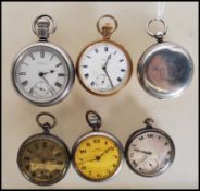 A collection of six Gents vintage 20th Century pocket watches to include a Waltham open faced, a