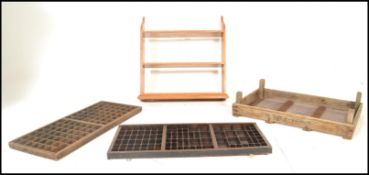 A collection of vintage 19th and 20th century storage items to include Industrial printers drawers