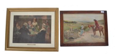 A 19th century Pears advertising print being framed and glazed together with another Pears