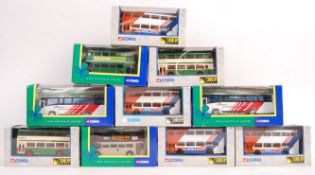 COLLECTION OF TEN BOXED CORGI BUSES