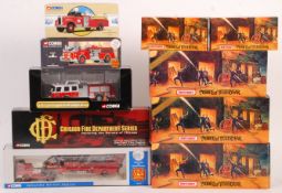 TEN BOXED 1/50 SCALE DIECAST FIRE ENGINES