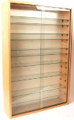 WALL MOUNTED UPRIGHT WOODEN GLAZED MODEL DISPLAY CABINET