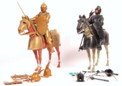 TWO VINTAGE MARX TOYS NOBLE KNIGHTS ON ARMOURED HORSES