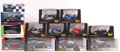 COLLECTION OF 14 BOXED MINI COPPERS AND MOTORBIKES