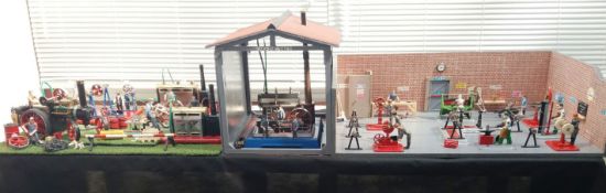 INCREDIBLE LARGE SCALE LIVE STEAM WORKSHOP LAYOUT - MAMOD, WILESCO ETC