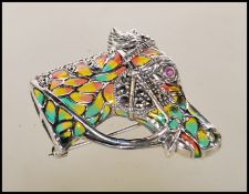 A ladies silver plique a jour brooch / pendant in
